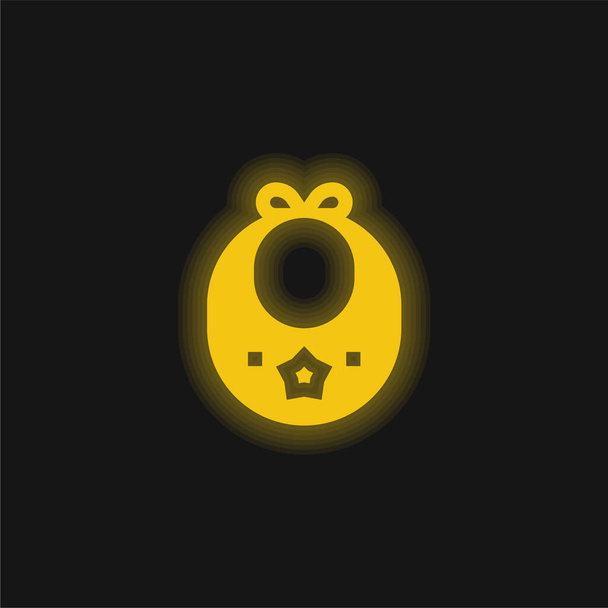 Bib sárga izzó neon ikon - Vektor, kép