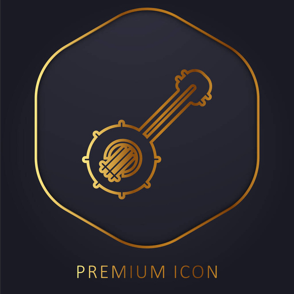 Banjo golden line premium logo or icon - Vector, Image