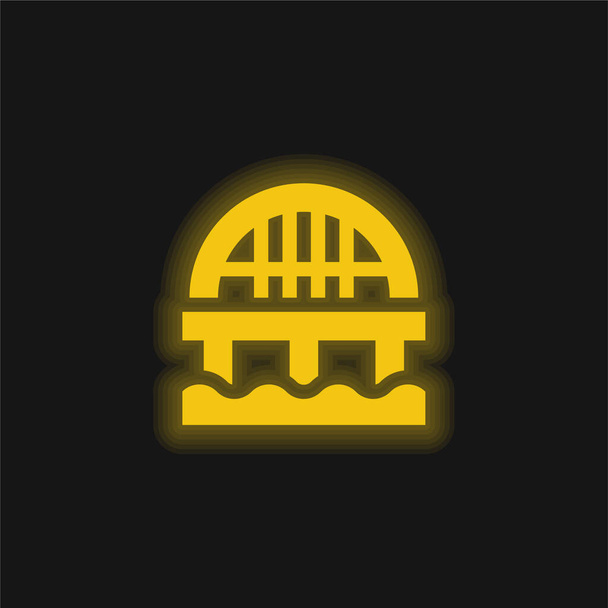 Ponte giallo incandescente icona al neon - Vettoriali, immagini