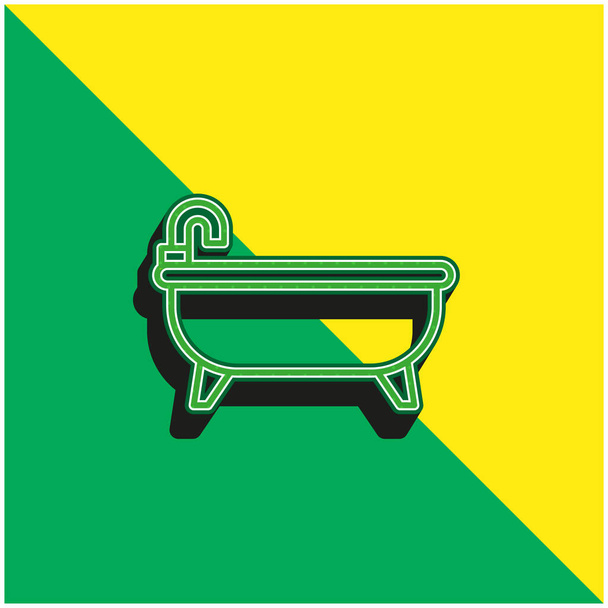 Banheira Verde e amarelo moderno logotipo vetor 3d ícone - Vetor, Imagem