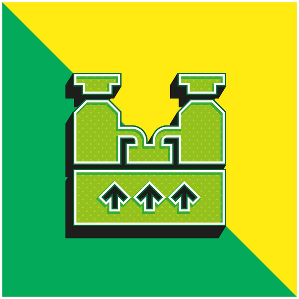 Ketel Groen en geel modern 3D vector icoon logo - Vector, afbeelding