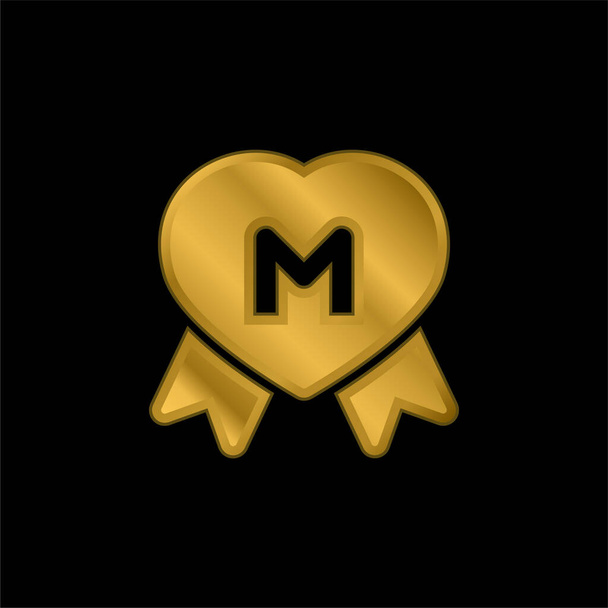 Premio chapado en oro icono metálico o logo vector - Vector, imagen