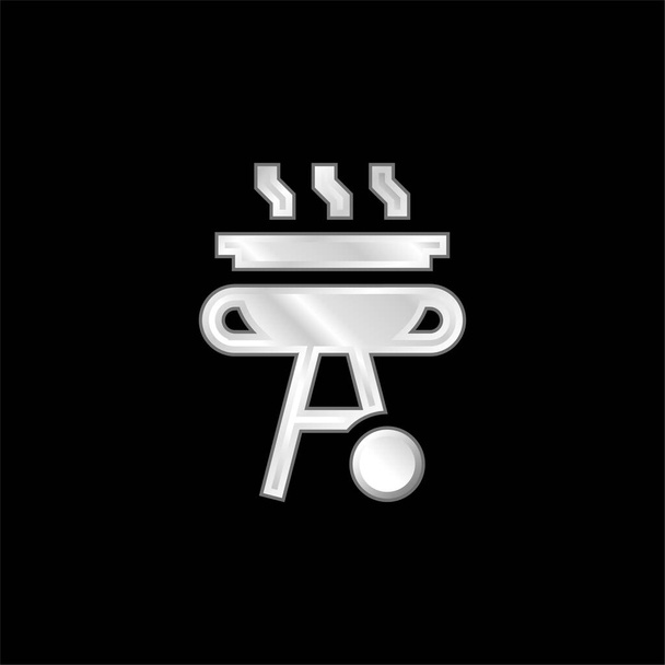 Barbecue silver plated metallic icon - Vector, Image