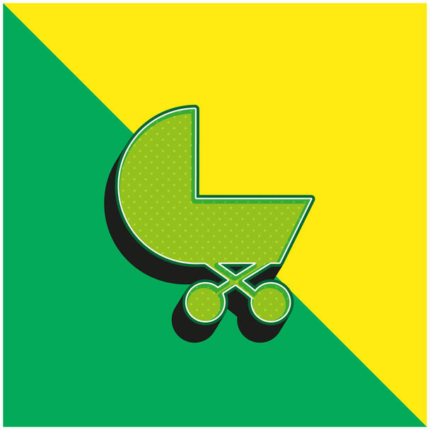 Baby Carriage Zielony i żółty nowoczesny ikona wektora 3D logo - Wektor, obraz