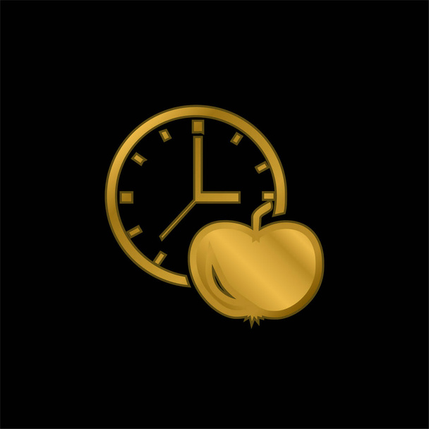 Apple y el reloj chapado en oro icono metálico o logotipo vector - Vector, Imagen
