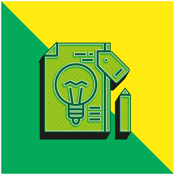 Značka Zelená a žlutá moderní 3D vektorové logo - Vektor, obrázek