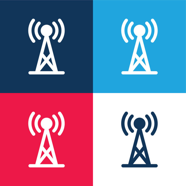 Antenne blau und rot vier Farben minimales Symbol-Set - Vektor, Bild