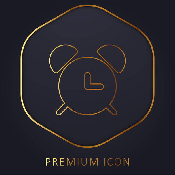 Alarmclock With Bells golden line premium logo or icon - Vector, Image