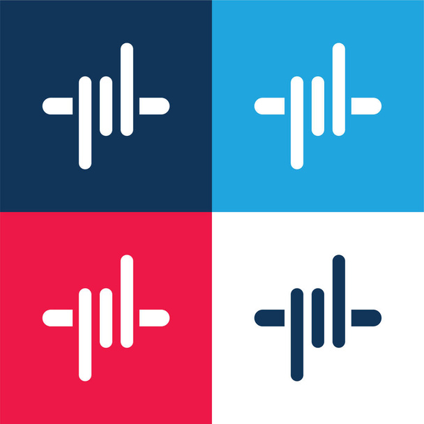 Conjunto de iconos mínimo de cuatro colores azul y rojo - Vector, imagen