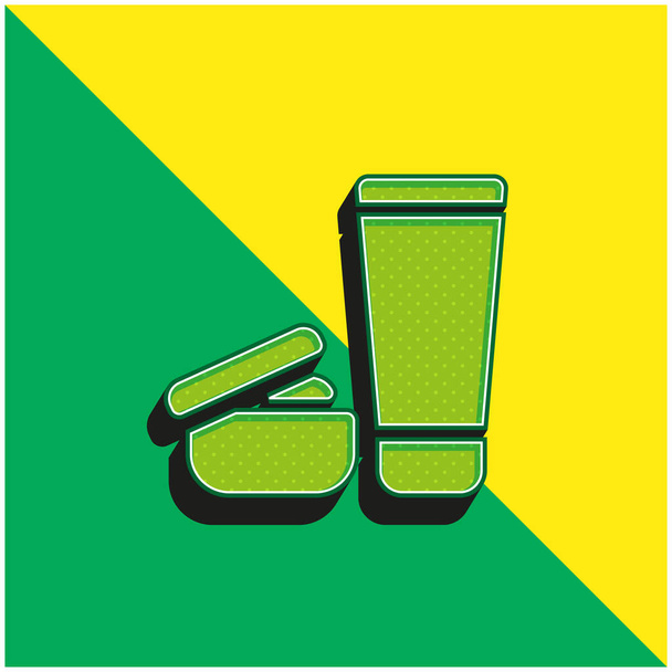 Beauty Products Logo icona vettoriale 3d moderna verde e gialla - Vettoriali, immagini