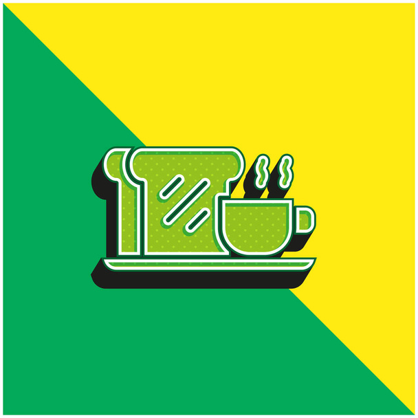 Breakfast Green and yellow modern 3d vector icon logo - Vector, Image