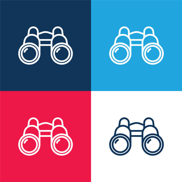Binocolo blu e rosso set di icone minime a quattro colori - Vettoriali, immagini