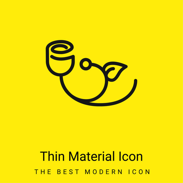 Bell Flower With Leaf Outline minimal bright yellow material icon - Vector, Image