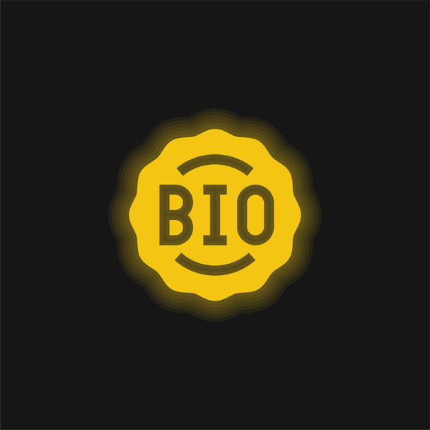 Ícone de néon brilhante amarelo bio - Vetor, Imagem
