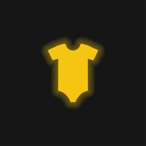 Bodysuit amarelo brilhante ícone de néon - Vetor, Imagem