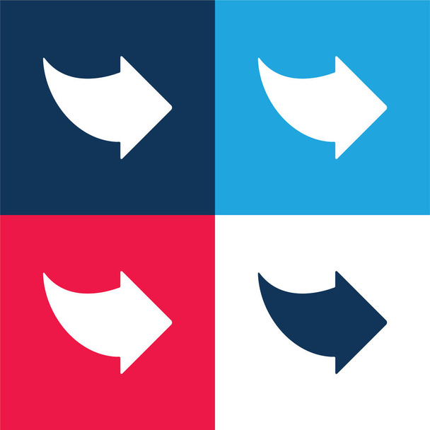 Flecha derecha negra conjunto de iconos mínimo de cuatro colores azul y rojo - Vector, Imagen