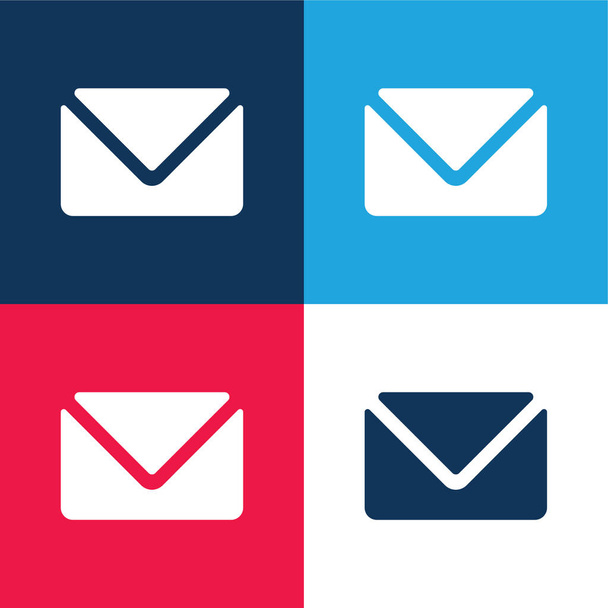Big Envelope blau und rot vier Farben minimales Symbol-Set - Vektor, Bild