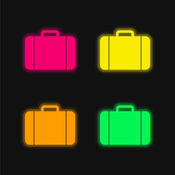Black Baggage Tool čtyři barvy zářící neonový vektor ikona - Vektor, obrázek