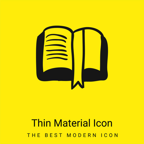 Livro mão desenhada aberto Bookmarked leitura ferramenta educacional mínima amarelo brilhante ícone de material - Vetor, Imagem