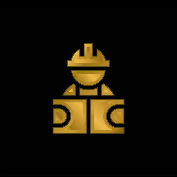 Arquitecto chapado en oro icono metálico o logo vector - Vector, imagen