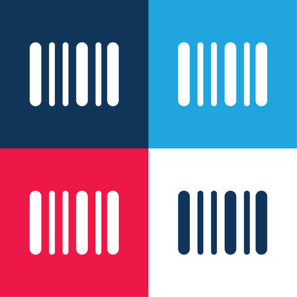 Kod kreskowy niebieski i czerwony zestaw czterech kolorów minimalny zestaw ikon - Wektor, obraz