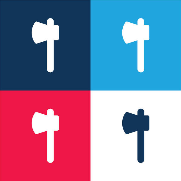 Ascia blu e rosso quattro colori set di icone minime - Vettoriali, immagini