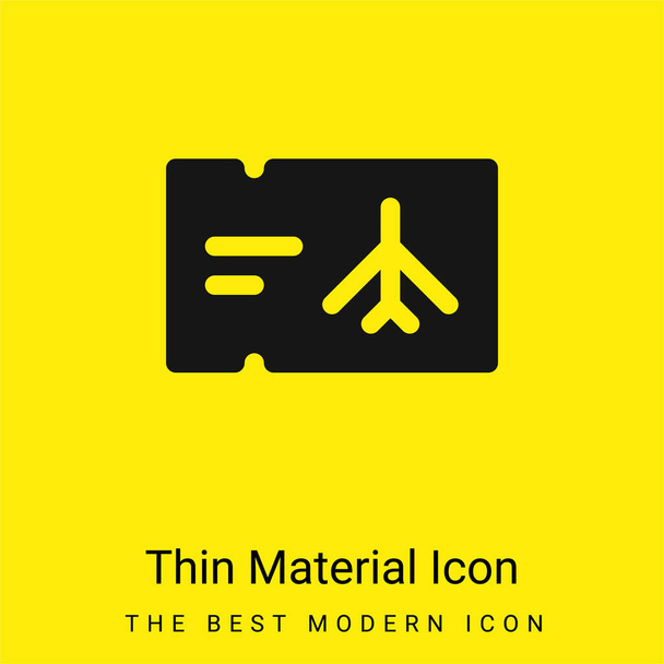 Billet d'avion minime icône matérielle jaune vif - Vecteur, image