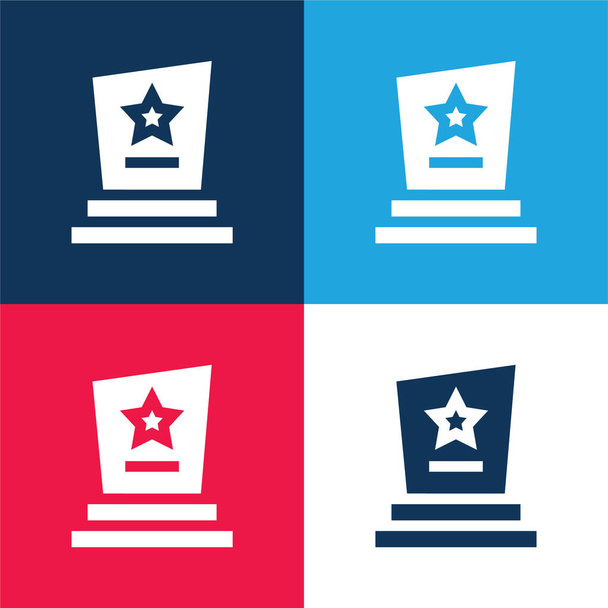 Premio azul y rojo de cuatro colores mínimo icono conjunto - Vector, imagen