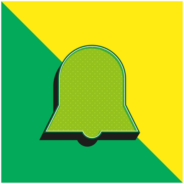 Sygnatura dzwonka Czarny kształt Interfejs Symbol alarmu Zielony i żółty nowoczesny ikona wektora 3D logo - Wektor, obraz