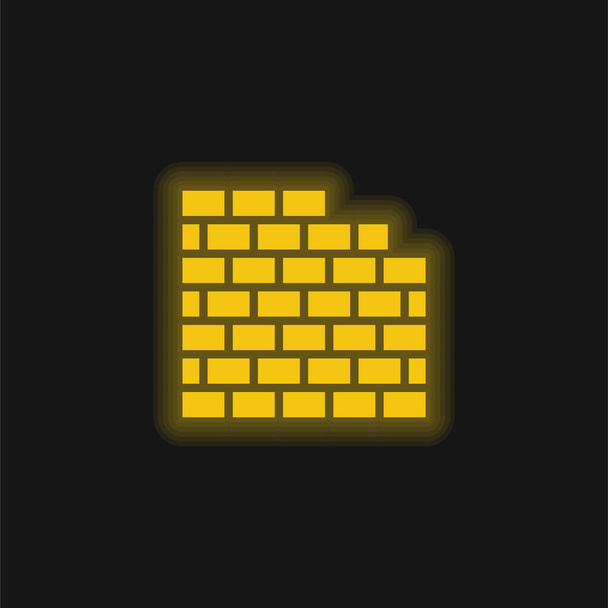 Tuğla Duvar sarı parlak neon simgesi - Vektör, Görsel