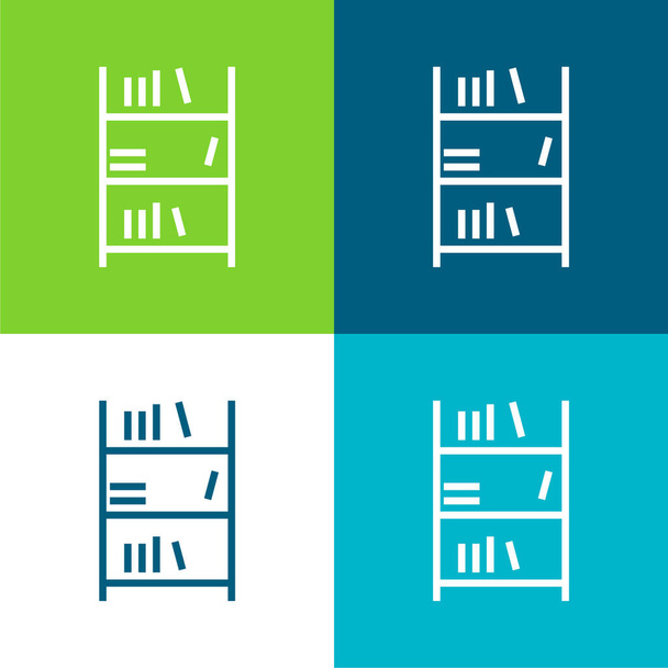 Scaffale per libri Set di icone minimali a quattro colori - Vettoriali, immagini