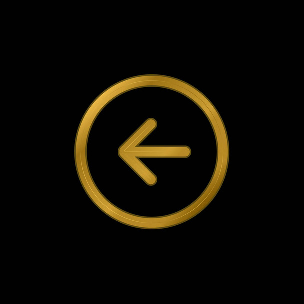 Back Left Arrow Circular Button Outline gold plated metalic icon or logo vector - Vector, Image