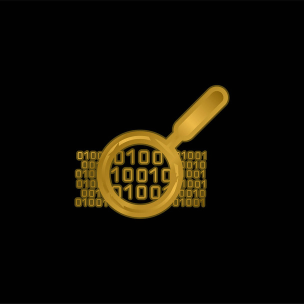 Двійкові дані Пошук Символ золотого покриття металева піктограма або вектор логотипу
 - Вектор, зображення