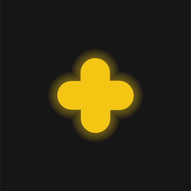 Símbolo de adición amarillo brillante icono de neón - Vector, Imagen