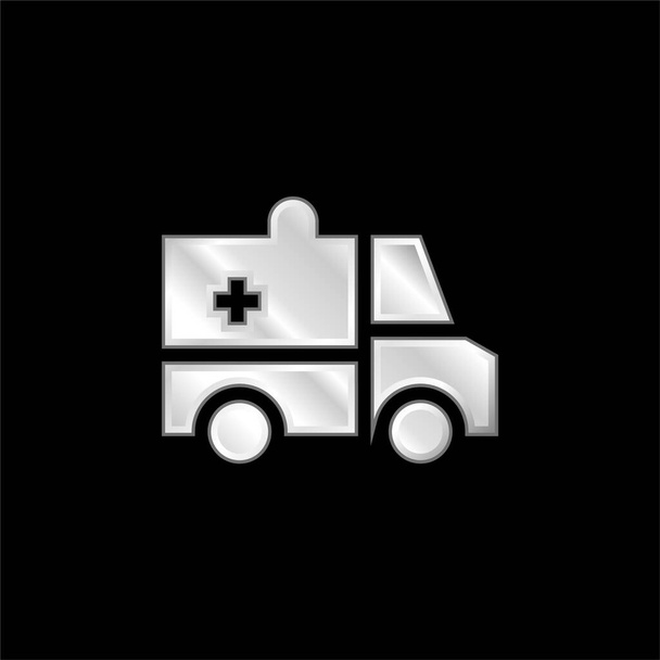 Icône métallique argentée Ambulance - Vecteur, image