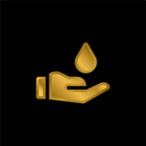 Donación de sangre chapado en oro icono metálico o logo vector - Vector, imagen
