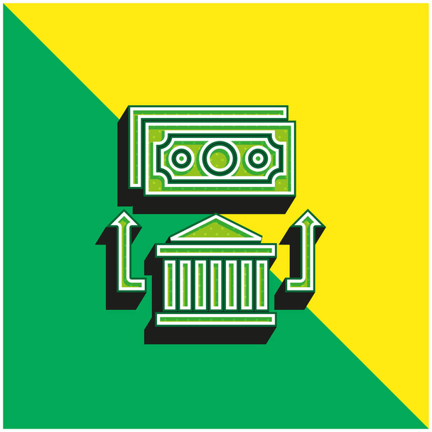 Банковский перевод Зеленый и желтый современный 3D логотип векторной иконки - Вектор,изображение