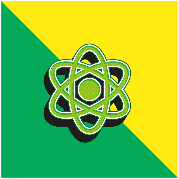 Atom Vihreä ja keltainen moderni 3d vektori kuvake logo - Vektori, kuva