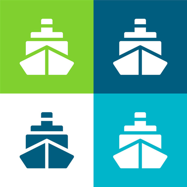 Loď Byt čtyři barvy minimální ikona nastavena - Vektor, obrázek