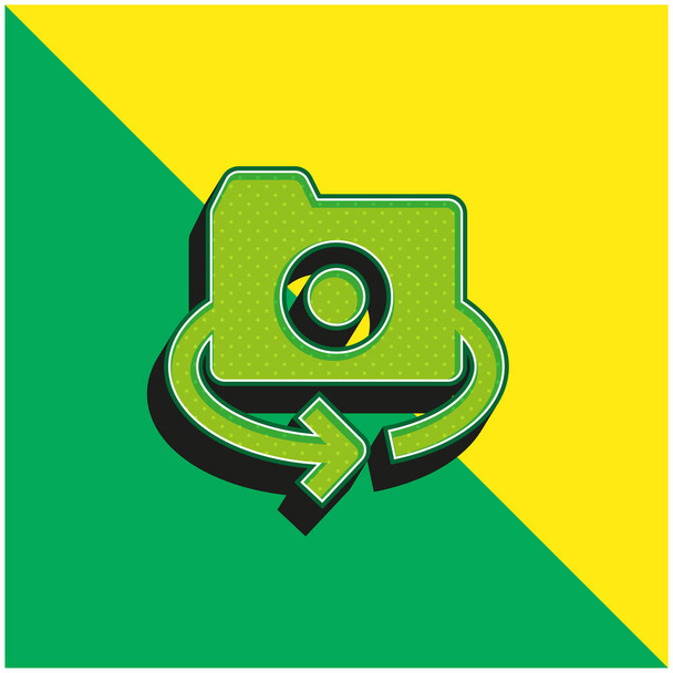 360 Cámara verde y amarillo moderno vector 3d icono logotipo - Vector, Imagen