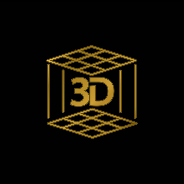 3d impressora banhado a ouro ícone metálico ou vetor logotipo - Vetor, Imagem