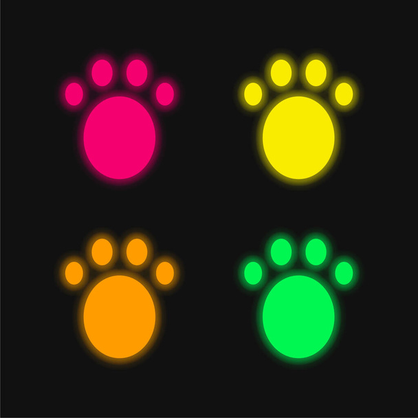 Dier vier kleuren gloeiende neon vector pictogram - Vector, afbeelding