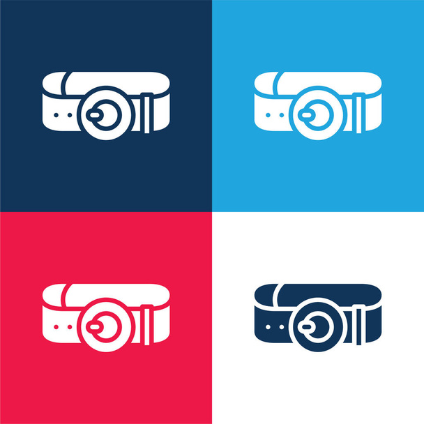 Gürtel blau und rot vier Farben minimalen Symbolsatz - Vektor, Bild
