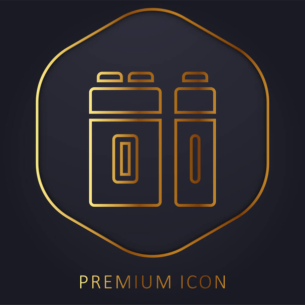 Золота лінія батареї логотип або значок преміум-класу
 - Вектор, зображення