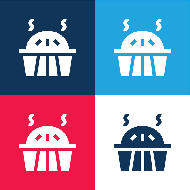 Apple Pie blue and red four color minimal icon set - Vector, Image