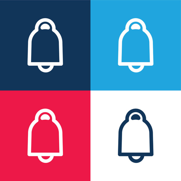 Zvonek obrys modrá a červená čtyři barvy minimální ikona nastavena - Vektor, obrázek