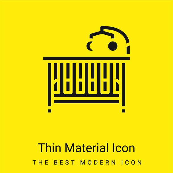 Baby Bed minimaal helder geel materiaal icoon - Vector, afbeelding