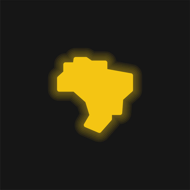 Brasil amarillo brillante icono de neón - Vector, Imagen