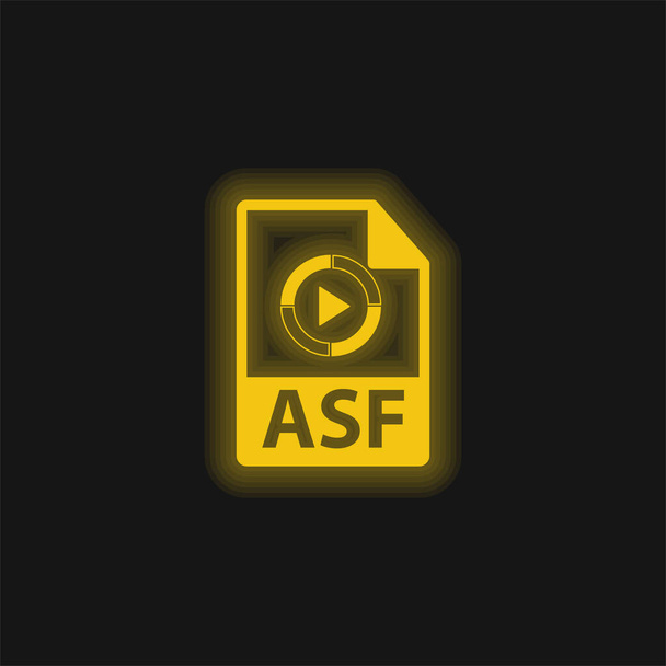 ASF Formato de archivo Variante amarillo brillante icono de neón - Vector, imagen