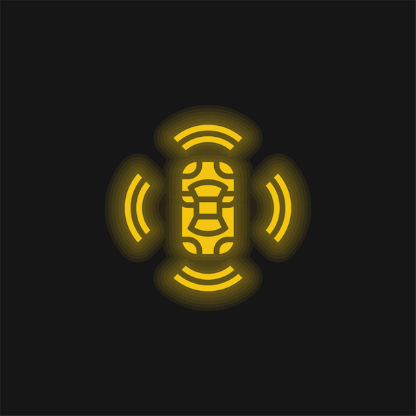 3d sensör sarı parlak neon simgesi - Vektör, Görsel